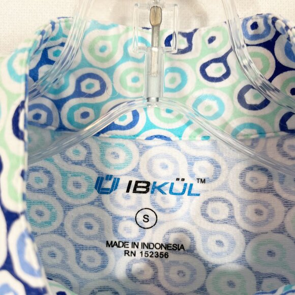 Ibkul Blue Geometric Print Mesh Long Sleeve Top 1/4 Zip Pullover - Size Small - Picture 4 of 8